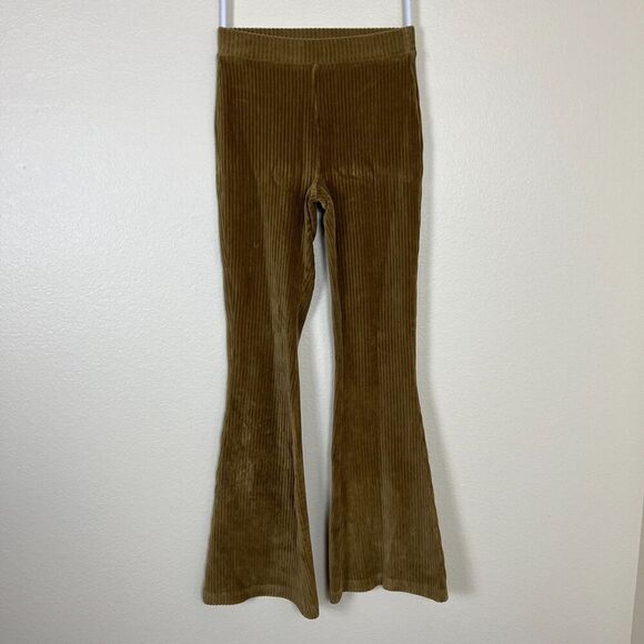 Aerie Women's Size XS Groove Corduroy Pull On Flare Pants Velour Leggings Retro - Picture 6 of 9